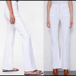 Zara High-Waisted White Flared Jeans